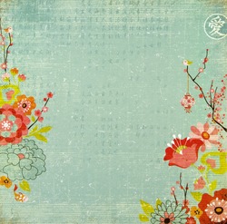 Chinese Background With Lotus Flowers and Blossom. Chinese New Year