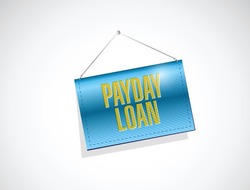 payday loan hanging banner illustration design over a white background