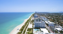 Surfside Miami Florida. Ocean front residences. aerial landscape panoramic vew.