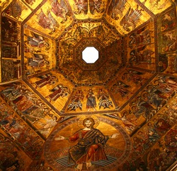 Golden mosaic in baptistery of Santa Maria dei Fiore in Florence, Italy