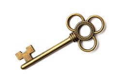 Antique key isolated on white background