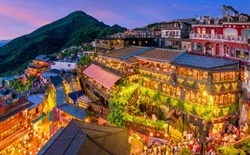 Top view of Jiufen Old Street in Taipei Taiwan