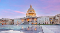Sunset shot of The United States Capitol Building in Washington, DC. USA American landmark 