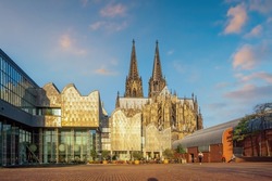 Downtown Cologne city skyline with Cologne Cathedral, cityscape of Germany in Europe
