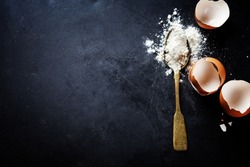 baking background with eggshell 