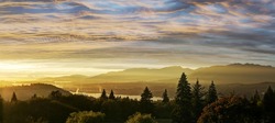 panoramic sunset view from a mountaintop
