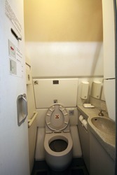 airplane toilets aboard a jetliner