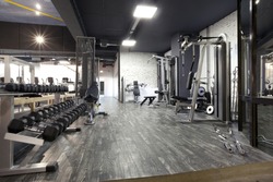 Modern gym interior with equipment 