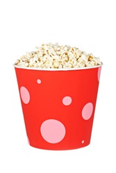 Popcorn in a bucket isolated on a white background