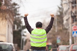 yellow vest protester on the street