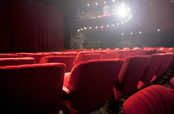 detail of a red seats at the theater