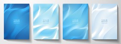 Modern cover design set. Blue abstract line pattern. Creative wavy stripe vector collection layout for business background, certificate, brochure template, contemporary planner