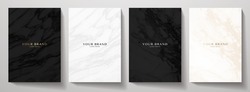 Elegant marble texture set. Vector background collection with black, white line pattern for cover, invitation template, wedding card, contemporary menu design, note book