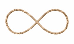 Symbol of infinity -Rope in the shape of a number eight isolated on white background, included clipping path