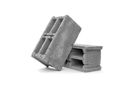 Gray cement cinder block on white background