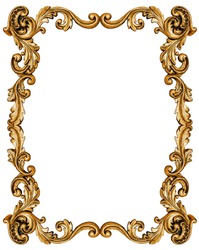 Golden frame isolated on white background -Clipping Path