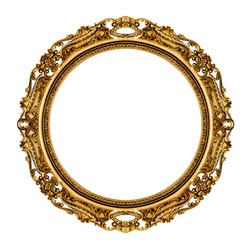 Gold vintage frame isolated on white background -Clipping Path