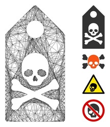 Vector net death mark. Geometric linear frame flat net generated with death mark icon, designed with intersected lines. Some bonus icons are added.