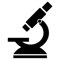Microscope vector icon. Style is flat symbol, black color, rounded angles, white background.