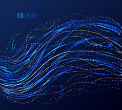 Particle flow array colorful vector abstract background, life forms bio theme microscopic design, dynamic dots elements in motion.