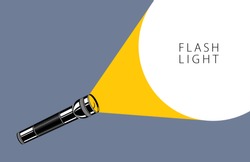 Flashlight illumination vector advertising poster illustration with copy space for text, flat style template for banner, background or wallpaper.
