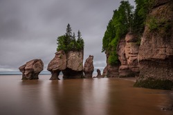 A long exposure of the Flowerpot Rocks, part of the Hopewell Rocks, in New Brunswick, Canada.