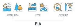 EIA concept with icons. Environmental Impact Assessment. Web vector infographic in minimal flat line style
