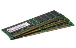 Stack of computer memory modules isolated on a white background