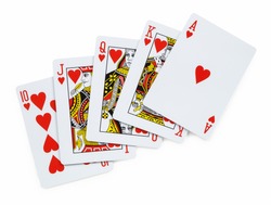 Royal flush. Playing cards isolated on a white background 