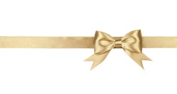Gold bow isolated on white background.