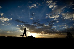 A female runner enjoys the morning in Sedona Arizona