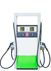 Gas pump nozzles in a service station with clipping path