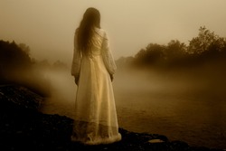 Lady in White Dress - Horror scene of the Woman Ghost in White Dress