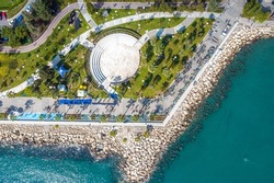 Overhead view of Molos seaside park. Limassol, Cyprus
