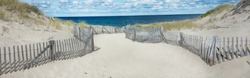 Beach at Provincetown, Massachusetts on Cape Cod with sea and clouds-Proportionate to Large Mobile Banner 