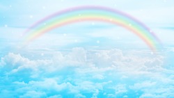 texture of cloud with rainbow on blue sky