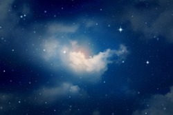 colorful night sky with cloud and stars
