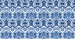Ikat seamless pattern. Vector tie dye  shibori print with stripes and chevron. Ink textured japanese background.  Ethnic fabric vector. Bohemian fashion. Endless watercolor texture. African rug.