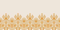 Ikat geometric folklore ornament. Oriental vector damask pattern. Ancient art of Arabesque. Tribal ethnic texture. Spanish motif on the carpet. Aztec style. Indian rug. Gypsy, Mexican embroidery.