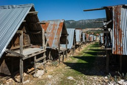 Traditional wooden old granaries in Bezirgan highlands on Lycian Way trail, Turkey
