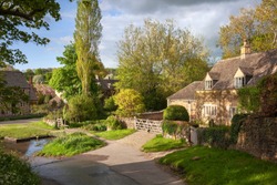 The pretty Cotswold village of Upper Slaughter, Gloucestershire, England.