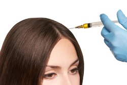platelet rich plasma. Isolated white background. cosmetology hair injection.