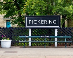 A view on the platform at Pickering Railway Station in North Yorkshire, UK.  Pickering is the southern terminus of the North Yorkshire Moors Railway.