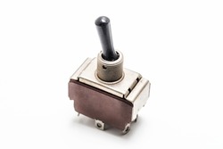 old toggle switch - switch, on a white background. Close-up.