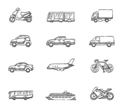 Transportation icon series in sketch