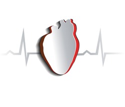 Anatomy of human heart, abstract design. Cut out heart shape and cardiogram.