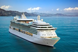 Luxury Cruise Ship Sailing from Port