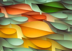 Three colorful leaves in the rain abstract banner made from paper shapes concept for autumn weather
