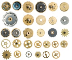 Metal gear, cogwheels and other parts isolated
