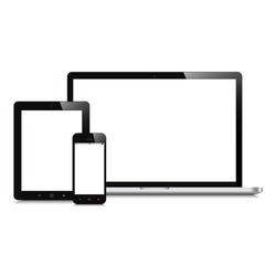 laptop smartphone and tablet mockup white background